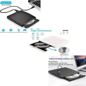 USB External CD/DVD Drive Laptop, Plug & Play, Slim Portable Optical Disk Drive - Picture 1 of 23