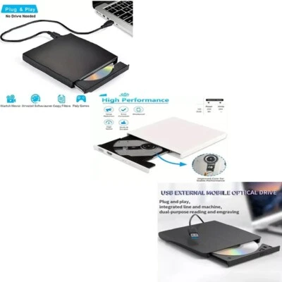 USB External CD/DVD Drive Laptop, Plug & Play, Slim Portable Optical Disk Drive - Image 1 of 4