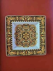 VERSACE BY ROSENTHAL, GERMANY "BAROCCO" GROSSES TABLETT. 5 1/2 ZOLL VIERKANT. - Bild 1 von 2