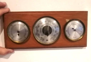 Vintage Regen Veranderlich Schon German Wall Thermometer, Barometer & Hygrometer - Picture 1 of 7