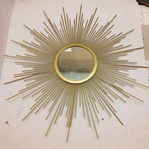 30x30 Mid-Centurylike Modern Large Metal Sunburst Wall Plaque With Mirror - Picture 1 of 9