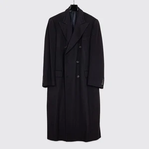 Ermenegildo Zegna Cashmere Overcoat Size EU58 Solid Black DB Peak Lapel Winter - Picture 1 of 8