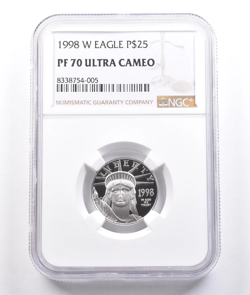 1998-W $25 American Platinum Eagle 1/4 Oz 0.25 Oz Platinum PF70 UCAM NGC *6786 - Image 1 of 3
