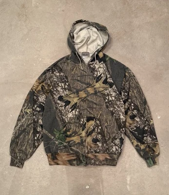 Sudadera con Capucha De Colección Años 90 Jerzees Exterior Camuflaje Cremallera Roble Mossy Talla Grande Foto 1 de 4