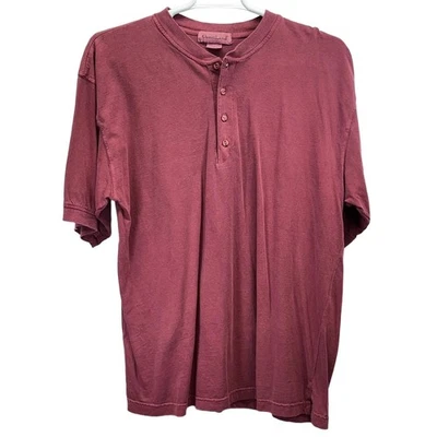 Vintage Great Land Mens Salmon Short Sleeve Heavyweight Henley T Shirt Large - Image 1 of 4