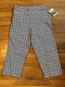 Habitat Clothes To Live In Pants Women’s L Black White Diamond Wide Leg Crop - Picture 1 of 10