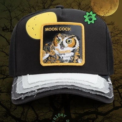 Goorin Farm Friday Drop MOON COCK Owl Edición Limitada Agotado RARO Sombrero de Camionero Foto 1 de 4