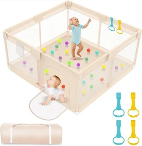 Playpen for Babies and Toddlers 50x50x27 inch - Baby Gate 50x50x27in, Apricot  - Picture 1 of 12