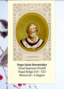 Pope Saint Hormisdas - The Formula (2" x 3 1/2") Heavy Paperstock Holy Card - Picture 1 of 2
