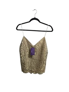 Top de encaje floral dorado etiqueta púrpura colección Ralph Lauren para mujer talla 10 - Imagen 1 de 7