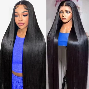 30 Zoll 13x6 Glatte Lace Front Perücken Echthaar 200% Dichte HD Lace Front W... - Bild 1 von 6