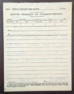 1925 Dundee & Arbroath Joint Rly CARNOUSTIE to DUNDEE Service Telegram Document - Picture 1 of 1