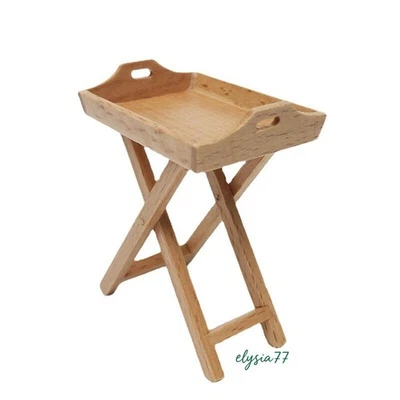 1:12 Dollhouse Miniature Accessories Furniture Wooden Tray Food Table Kitchen - Image 1 of 4