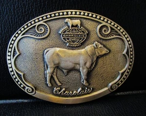 TONY LAMA Charolais Bull Cow Sire Belt Buckle Cattle Breed Series FIRST Edition - Picture 1 of 4