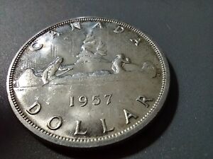 Canada Elizabeth II 1957 Silver Dollar   