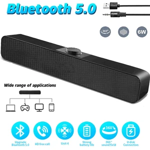 Bluetooth 5.0 Wired TV Speaker Soundbar 3D Sound Bar Home Theater Subwoofer - Picture 1 of 7