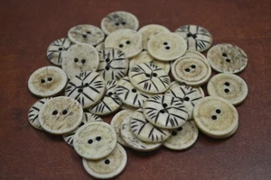 50 PCS STRIPE BROWN ROUND BUFFALO BONE SEWING BUTTONS 1" #T-2104B - Picture 1 of 1