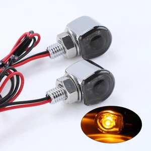 2PCS Motorcycle LED Blinker Turn Signal Lights Indicator Chrome Amber Universal - Imagen 1 de 8