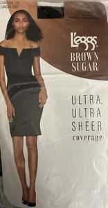 L'EGGS Brown Sugar Ultra Ultra Sheer Control Top Large Pantyhose Black - Picture 1 of 7