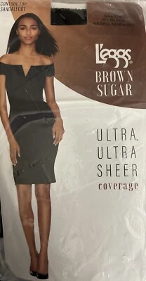 L'EGGS Brown Sugar Ultra Ultra Sheer Control Top Large Pantyhose Black - Image 1 of 4