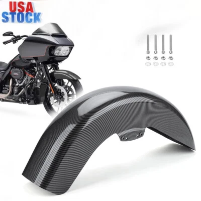 19"Carbon Fiber Front Fender For Harley Touring Street Road Glide 2014-2024 2023 - Imagem 1 de 4