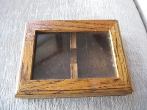 Vintage Enesco 1985 Playing Card Holder Case Double Deck Oak Wood & Glass - Picture 1 of 13