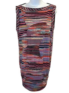 BCBG MAXAZRIA Midi Shift Dress Size SMALL Space Dye Stripe Sleeveless Boatneck - Picture 1 of 10
