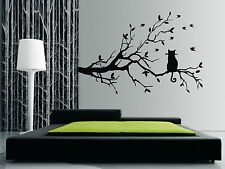CAT SITTING ON A BRANCH - Wall Art Stickers, Decals - 100 x 57cms, Lovely design