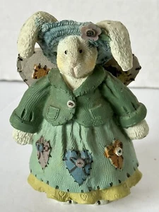 Papel Cranbury Crafts Bunny  Rabbit Angel Resin Figurine Green Dress Outfit 4” - Picture 1 of 10