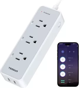 Smart Power Strip Surge Protector with 3 Individually Remote Controlled Outlet - Picture 1 of 6