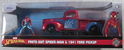 Proto-Suit Homem-Aranha e 1941 Ford Pickup carro fundido selado em escala 1/32 Jada Hollywood - Imagem 1 de 4