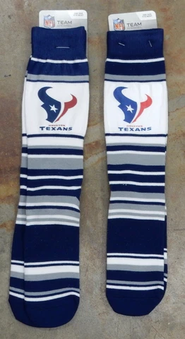 2 Pack NFL Houston Texans Socks Gift Set One Size MAS Stripes Dress White Blue Cover