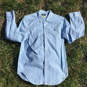 Polo Ralph Lauren Button-Down Blue Stripes Dress Shirt Boy Youth Sz XL (18-20) - Picture 1 of 8