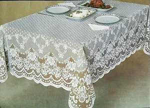 Mantel de Encaje Blanco o Crema/Crudo Perfecto para Boda Banquete Fiesta Restaurante - Imagen 1 de 19
