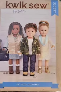 Kwik Sew Pattern K4307 / R10837 18" Doll Clothes - Picture 1 of 2