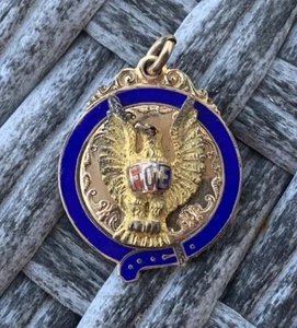 Antique Fraternal Order Of Eagle FOE Gold Filled Pocket Watch Fob Red Eye  - Picture 1 of 9