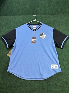 Men's Mitchell & Ness Sky Blue Sporting Kansas City Mesh V-Neck Shirt Size 2XL - Picture 1 of 8