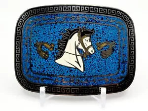 Vintage Taxco Mexico Crushed Turquoise Horse & Spurs Belt Buckle Excellent - Picture 1 of 6