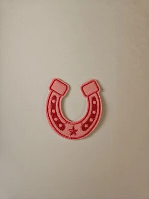 Lucky Star Horseshoe Embroidered Patch / Pink Colored Embroidery For Clothing - Image 1 of 4