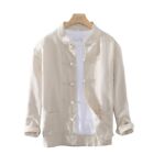 Men Cotton Linen Kung Fu Jacket Chinese Tang Suit Blouse Shirt Long Sleeve