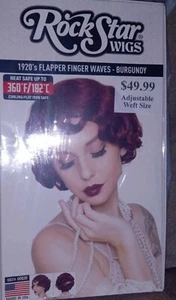 Rock Star Wigs 1920s Flapper Finger Waves Burgundy Adjustable One Size Halloween - Picture 1 of 2