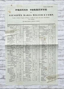 1847 Prezzo Corrente Guiseppe Maria Miller Vienna Wien Preisliste Dokument alt - Picture 1 of 3