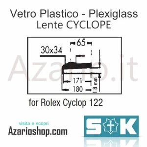 Vetro Cyclope 122 Rolex Tudor Princess Lady Crystal plastica plexi Sternkreuz RX - Picture 1 of 2