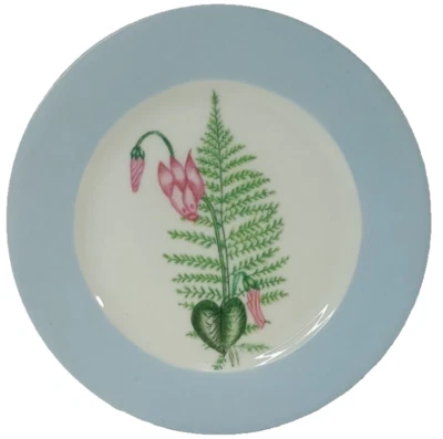 Vintage Limoges H & Co Haviland Plate Hand Painted Cyclamen Flower Fern Blue - Image 1 of 4