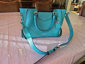 Michael Kors Unique Turquoise Soft Leather Shoulder Crossbody H.bag Purse - Picture 1 of 17