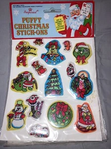 Vintage 1989 Puffy Christmas Stick-Ons Stickers Imperial Sealed - Picture 1 of 2