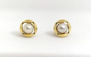 585 – 14kt Gelbgold Ohrstecker Perle, Schauseite: Ø ca. 8mm - Picture 1 of 8
