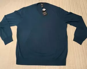 JOS A Bank Traveler XXL 100% Merino Wool Sweater V-Neck Blue Classic Washable - Picture 1 of 7