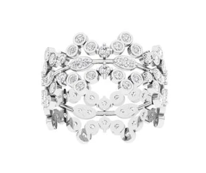 Tripal Eternity Anniversary Ring 14K White Gold I1 G 1.65 Carat Natural Diamond - Picture 1 of 11