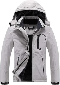 *NWT*MOERDENG Women's Gray/Black Waterproof Ski Jacket Winter Hooded Coat Size S - Picture 1 of 4